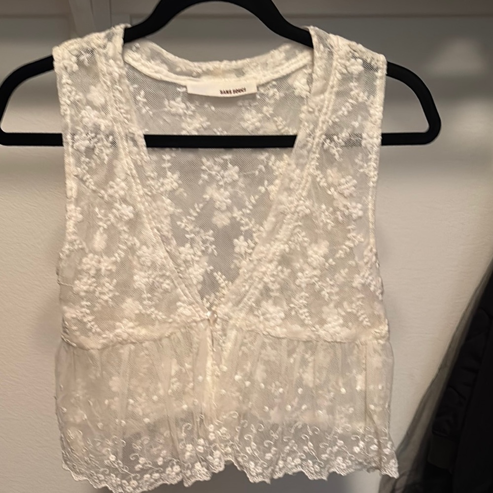 Sans Souci sheer floral vest.